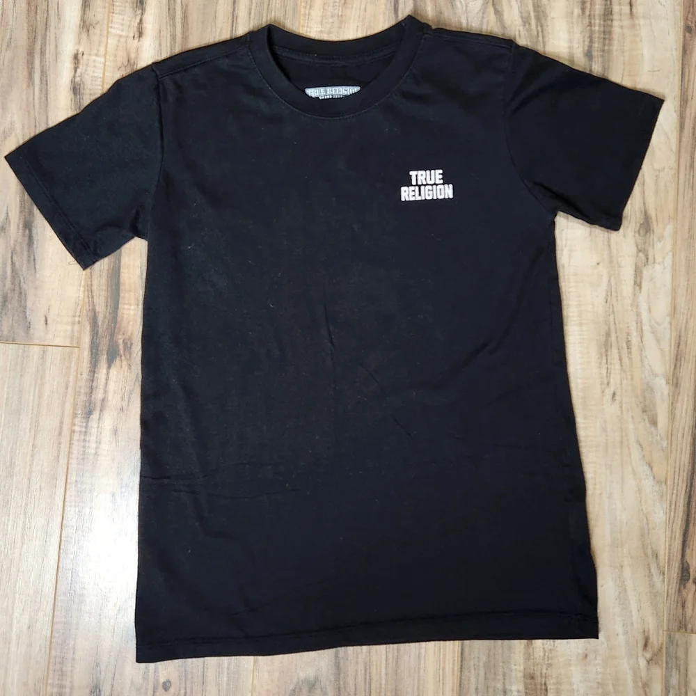 True Religion Black Tee T-Shirt Boys Large Logo